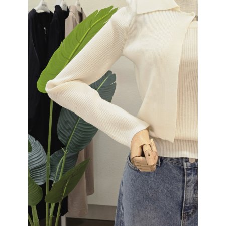 골지 카라넥 가디건 민소매 세트