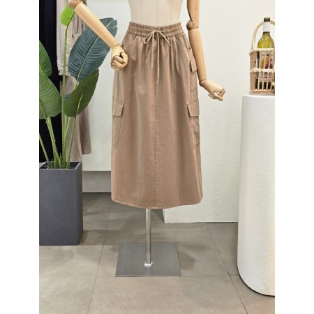 밴딩 A라인 카고 롱스커트