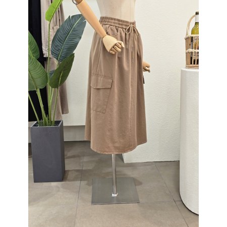 밴딩 A라인 카고 롱스커트
