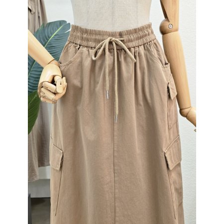 밴딩 A라인 카고 롱스커트