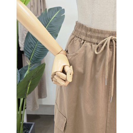 밴딩 A라인 카고 롱스커트