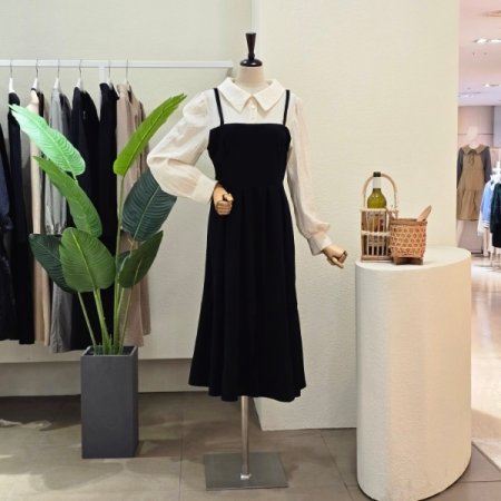 뷔스티에 포인트 카라넥 롱원피스