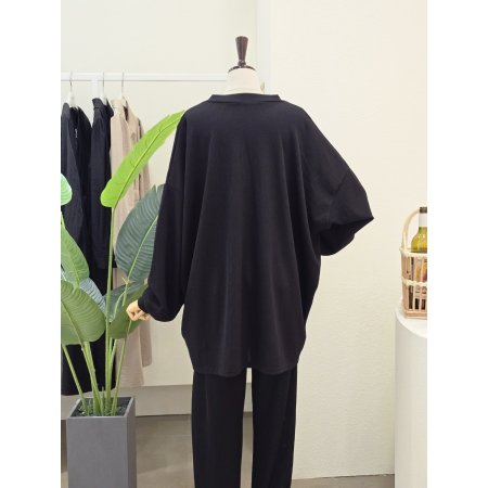 골지 브이넥 조거 세트