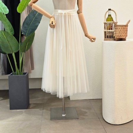 리본 디테일 샤 스커트