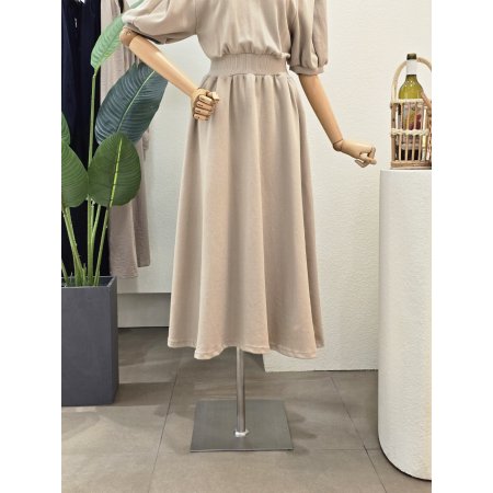 쉐도우 반팔 밴딩 롱원피스