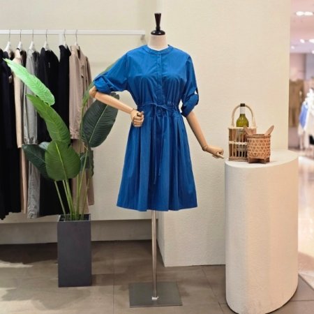 노카라 소매 롤업 원피스