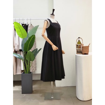 스퀘어넥 A라인 뷔스티에 롱원피스