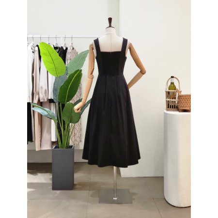 스퀘어넥 A라인 뷔스티에 롱원피스