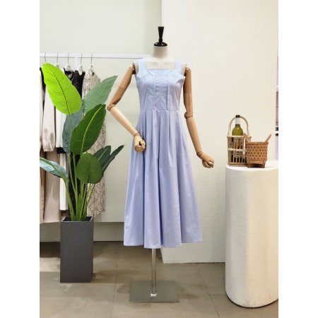 스퀘어넥 A라인 뷔스티에 롱원피스