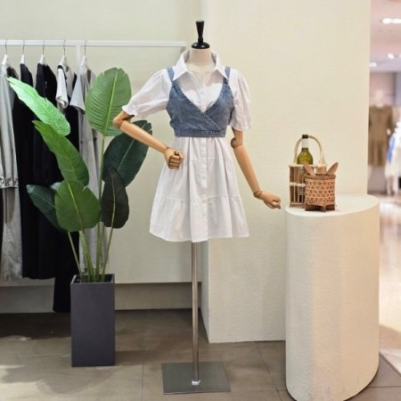 데님 뷔스티에 원피스 세트