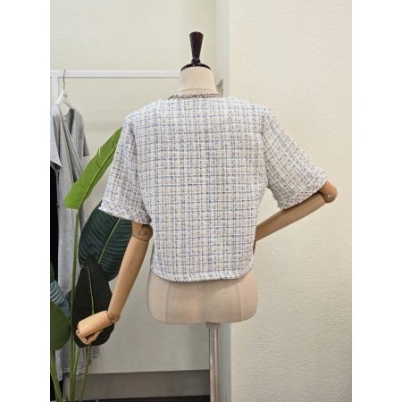 파스텔 노카라 트위드 자켓