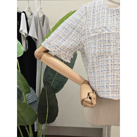 파스텔 노카라 트위드 자켓