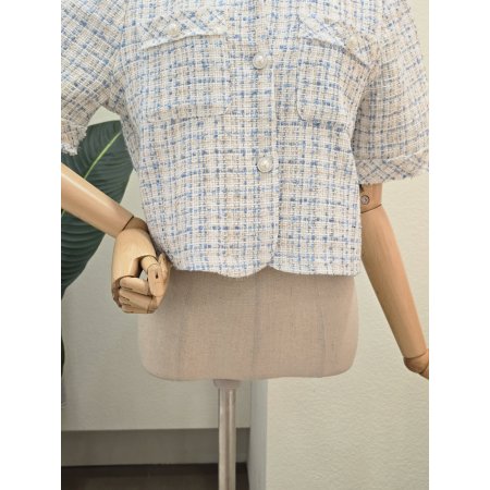 파스텔 노카라 트위드 자켓