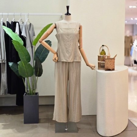 민소매 블라우스 와이드 팬츠 세트