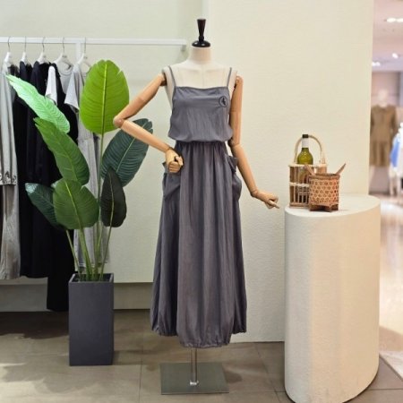 포켓 스트링 롱 원피스