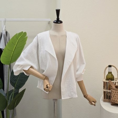 오픈 클로징 린넨 자켓