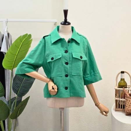 아웃 포켓 디테일 린넨 자켓