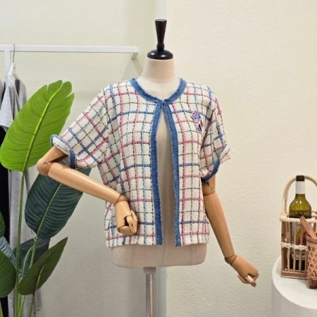 데님 배색 체크 자켓