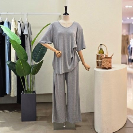 데일리 브이넥 티셔츠 팬츠 세트