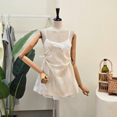 프릴 레이스 뷔스티에 블라우스