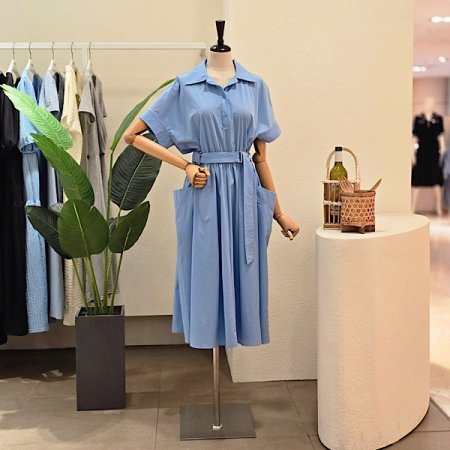 아웃 포켓 벨티드 원피스