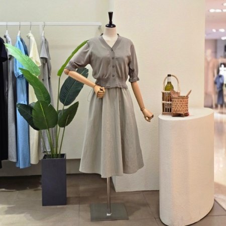 민소매 스트링 원피스 가디건 세트