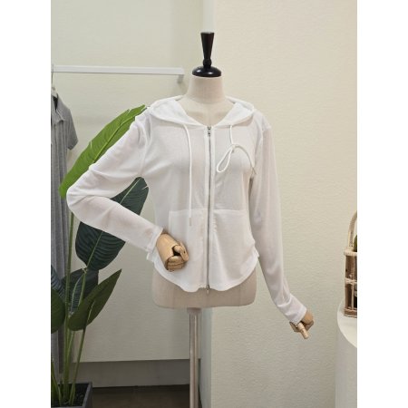 후드 매쉬 집업 점퍼