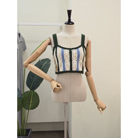 단가라 니트 크롭 베스트