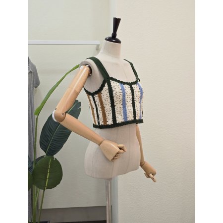 단가라 니트 크롭 베스트