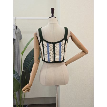 단가라 니트 크롭 베스트