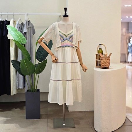 태슬 가디건 세트 원피스