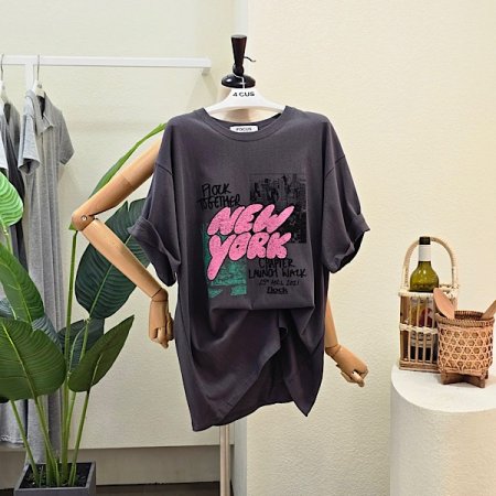 컬러 레터링 루즈핏 티셔츠