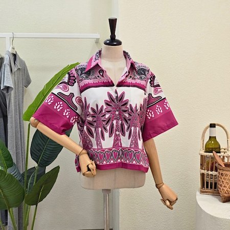 야자수 프린팅 패턴 셔츠