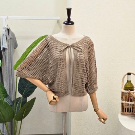 리본 클로징 볼레로 가디건