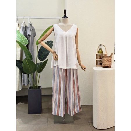 린넨 블라우스 와이드 팬츠 세트