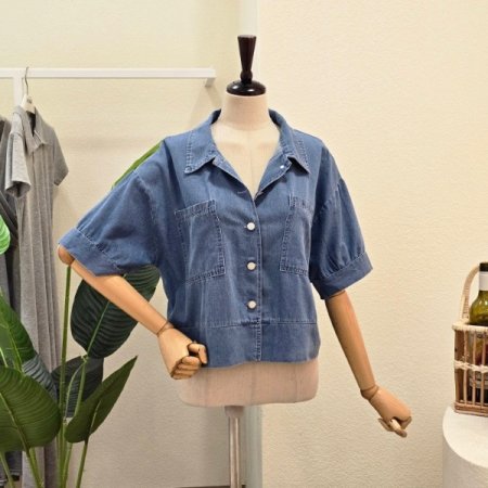 포켓 버튼업 데님 셔츠