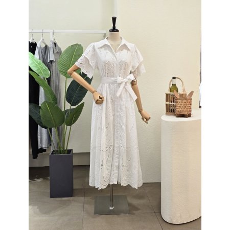 펀칭 웨이브 셔츠형 원피스