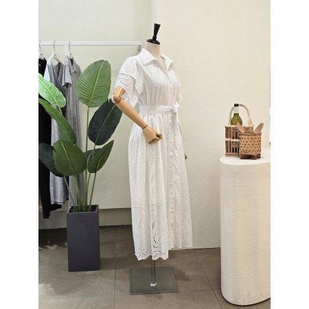 펀칭 웨이브 셔츠형 원피스