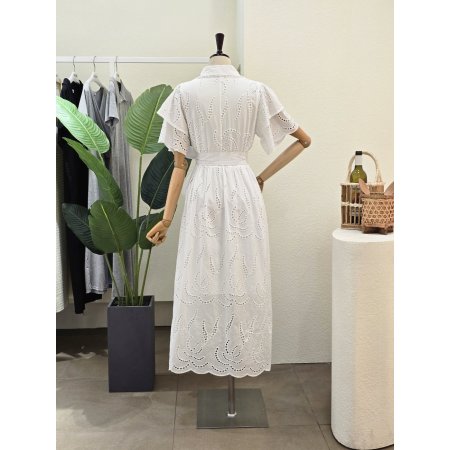 펀칭 웨이브 셔츠형 원피스