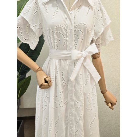 펀칭 웨이브 셔츠형 원피스