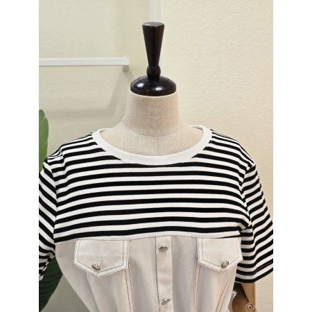 아웃 포켓 스트라이프 원피스