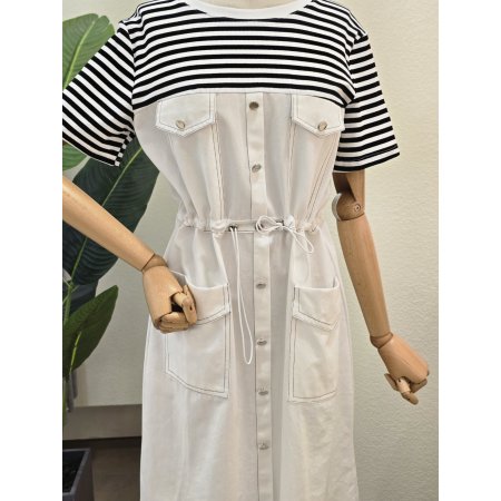 아웃 포켓 스트라이프 원피스