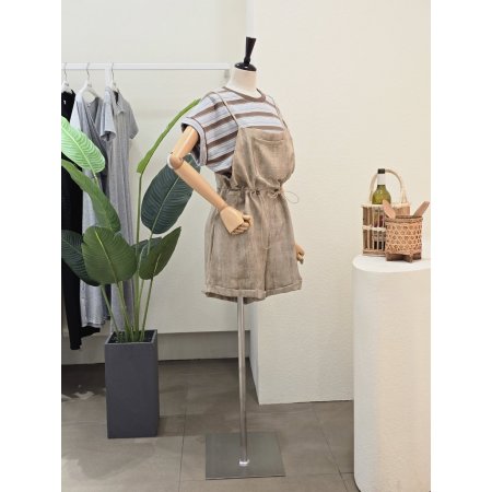 스트라이프 티셔츠 점프슈트 세트