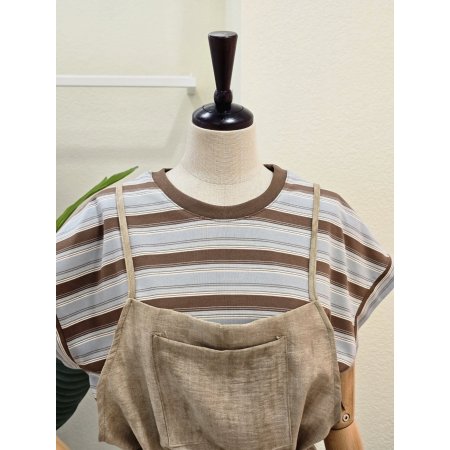 스트라이프 티셔츠 점프슈트 세트