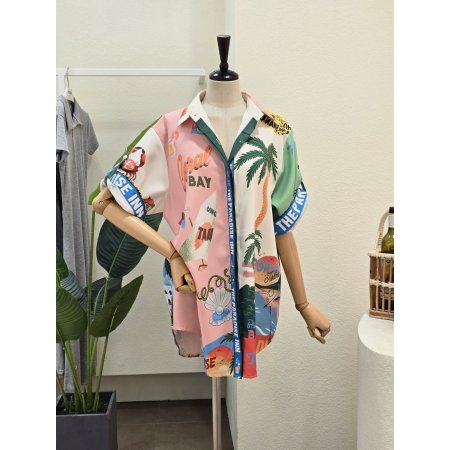 레터링 프린트 바캉스 셔츠