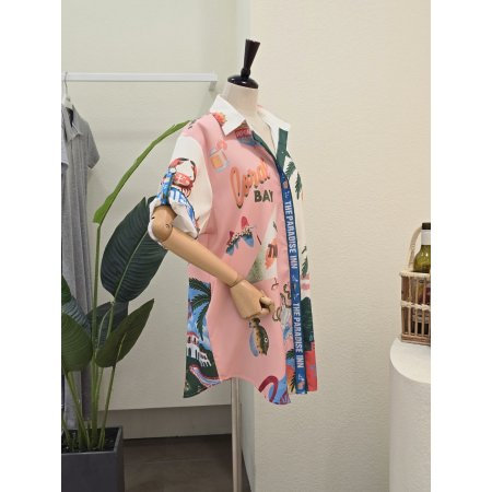 레터링 프린트 바캉스 셔츠