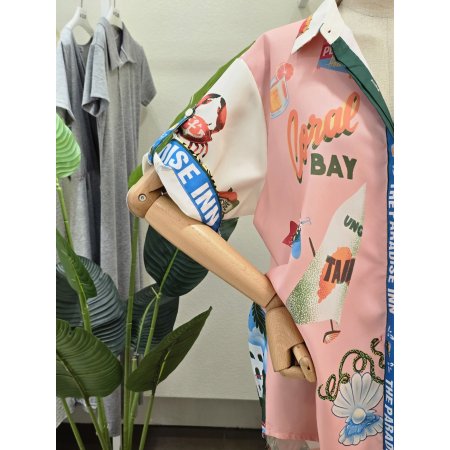 레터링 프린트 바캉스 셔츠