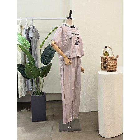 바스락 배색 티셔츠 팬츠 세트