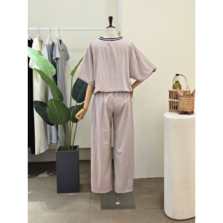 바스락 배색 티셔츠 팬츠 세트