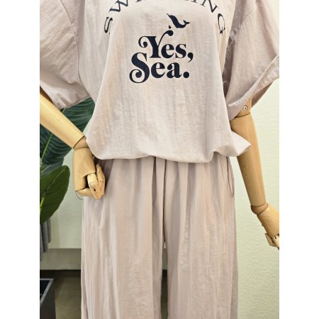 바스락 배색 티셔츠 팬츠 세트